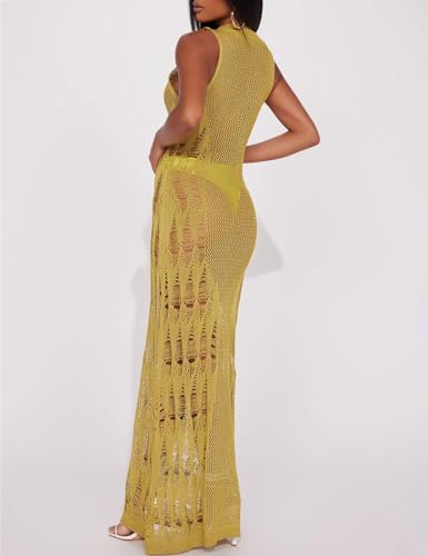 Bsubseach Bathing Suit Cover Up for Women Sexy Hollow Out Crochet Cover Up Sheer Dress Swimsuit Cover Up4