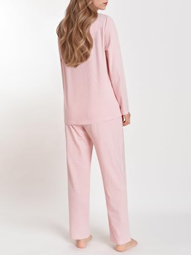 Image of Latuza Women's Petite Cotton Pajama Set Striped Button Down Pjs