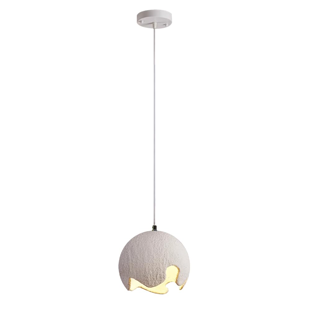 Lámparas de techo colgantes modernas Lámpara colgante de Resina para mesita de Noche, Isla de cocina, lámpara colgante de cúpula de 1 Luz para comedor, lámpara colgante Redonda Estilo Wabi Sabi
