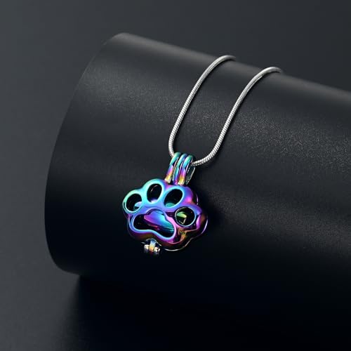 QGJNSGC Pet Cremation Jewelry for Ashes for Dog Cat Paw Print Memorial Locket Urn Necklace with Mini Case Keepsake Cremation Jewelry for Women/Men - Image 3