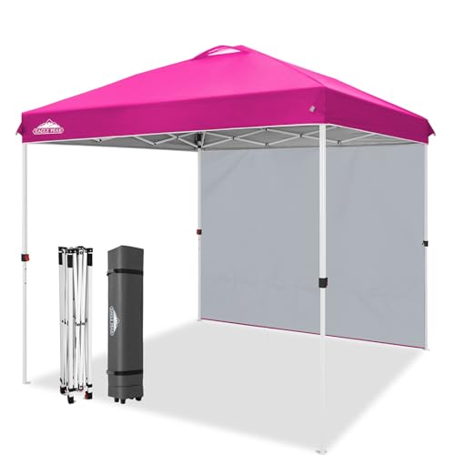 EAGLE PEAK Pop Up Canopy Tent with 1 Sidewall, Easy Setup Event Tent, Outdoor Sun Shade, Wheeled...