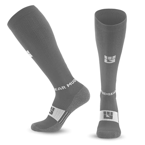 Image of MudGear Graduated Compression Socks, Durable, Sweat-Resistant OCR Performance Socks with Cushioned Footbed, Made in USA