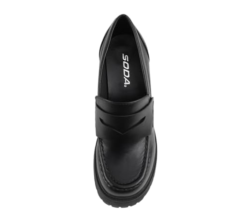 Image of Soda inchAMP inch ~ Women Round Toe Slip-On Lug Sole High Heel Penny Loafer Shoe