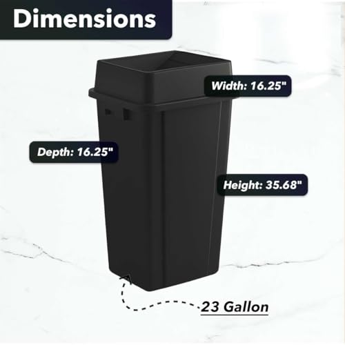 Caneca de basura cuadrada 23 galones con tapa basculante negro miniatura 2