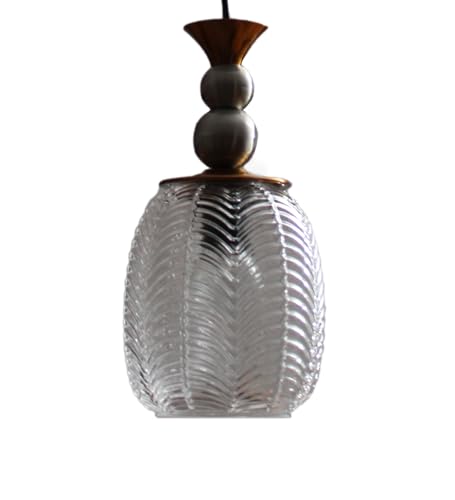 Image of ELIANTE Auris Modern Glass Hanging Light for Living Room & Dining Area | Metal Ceiling Lamp with Elegant Glass Shade | 3 Years Warranty | Free Bulb