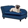 PawHut Luxury Fancy Dog Couch with Hidden Storage, Small Dog Sofa Bed with 2″ Soft Foam, Modern Pet Furniture for Puppies & Little Breeds, Blue