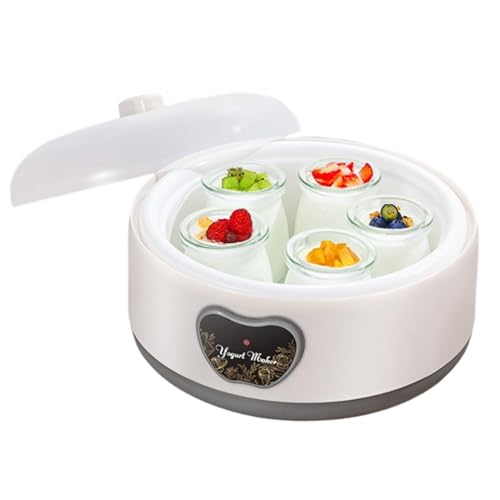 Genérico Yogurtera, Yogurtera Probiótica de 1.2 L con Tapa, Recipientes para Yogur hogar, Incubadora de Yogur Casera con 5 Frascos de Vidrio