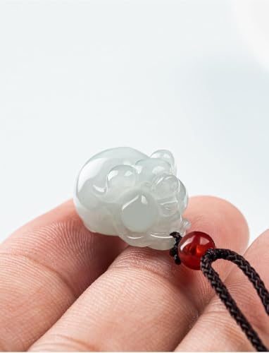Collier pendentif en jade véritable et cordon noir ajustable Cherrii - 5
