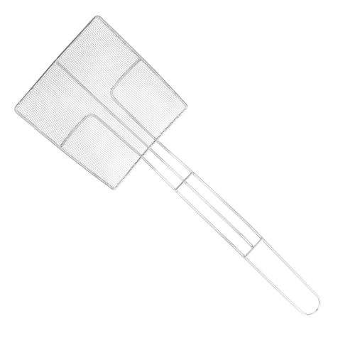 Hemobllo Cuillère Passoire Carrée Pelle à Écumer Résistante à L'usure en Acier Inoxydable Robuste Trou Suspendre, Outil de Filtration Cuisine Ustensile Multifonction