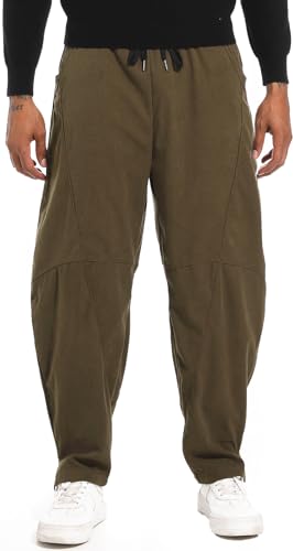 CLANMILUMS Men's Casual Elastic Waist Corduroy Pants Drawstring Loose Fit Pants (40, Olive)2