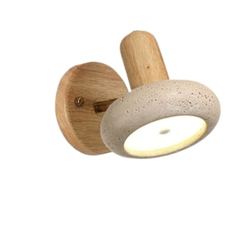 Aplique pared ajustable retro japonés con cuerpo travertino amarillo, luz pared madera maciza, decoración, base metal, lámpara pared for dormitorio, sala estar, mesita noche(Wood color)