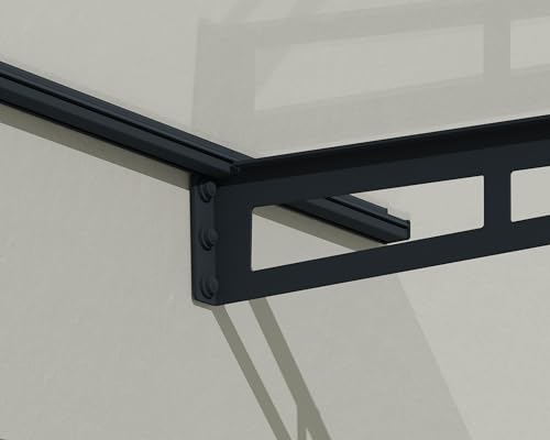 Canopia by Palram Vordach für Haustür Bremen 1500 Pultvordach 150 x 94 cm Grau Sonnenschutz Haustürvordach inkl. Regenrinne