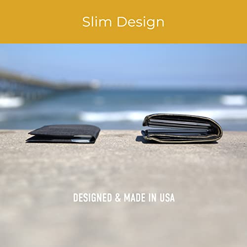 Allett Original Wallet, Cala Green | Nylon, Rfid Blocking, Thin Bifold, Minimalistic, Front Pocket | Holds 4-24+ Cards, Bills, Receipts | Wallets For Men & Women | Made In The Usa #TOP5