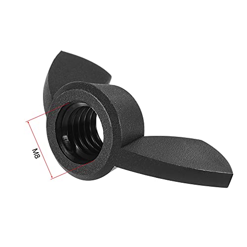 sourcing map 12 Stück M8 Flügelmuttern Nylon Schmetterlingsmutter Handdrehung Festziehen Befestigungen Schwarz
