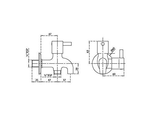 Cera Garnet Quarter Turn Fittings 2-Way Bib Cock (Chrome Finish)