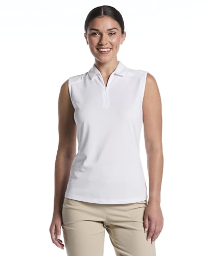 Image of PGA Tour Women's Airflux Sleeveless Quarter Zip Golf Polo Shirt Moisture-Wicking Fabric