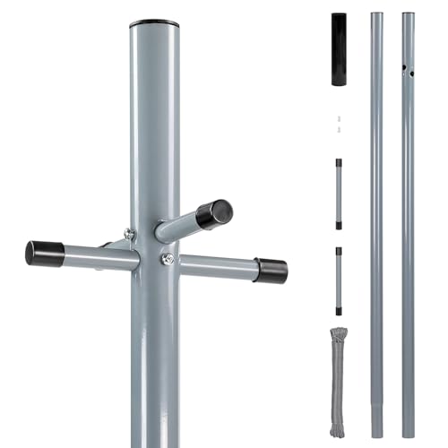 Taylor & Brown 2.4m Large Garden Clothes Washing Lines/Prop line Heavy Duty Pole Post 30M Line PVC Galvanized Steel Home Garden Laundry Towel Dryer Clothing Outdoor Drying Rack Stand