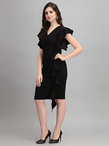 Image of Sheetal Associates Women's Short Sleeve V-Neck Bodycon Casual Mini Dress