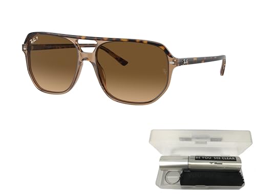 Ray-Ban RB2205 Sunglasses Bundle: RB 2205 BILL ONE 1292M2 Bill One Havana On Transparent and Eyewear Cleaning Kit2