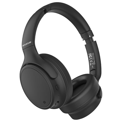 INFURTURE H1 Plus Active Noise Cancelling Headphones with EQ Mode, Bluetooth5.4 & 3.5mm Jack,Wireless Over Ear Bluetooth Headphones, Deep Bass Headset, Low Latency, Memory Foam Ear Cups,90H Playtime