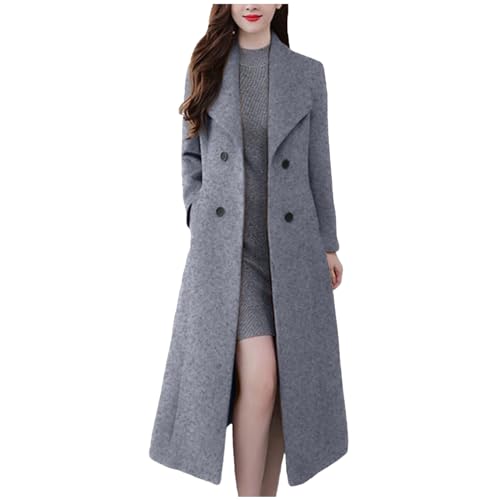 Trench Coat for Women 2024 Double Breasted Lapel Front Open Peaco...