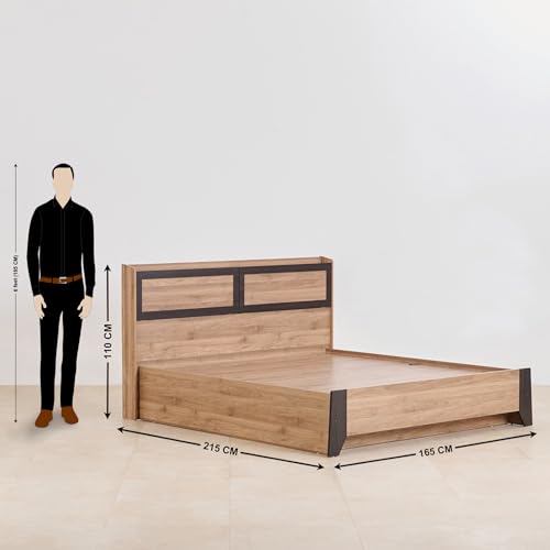 Image of Home Centre Helios Amberly Queen Bed |Engineered Wood with Box Storage Queen Bed| (Brown) |1 Year Warranty