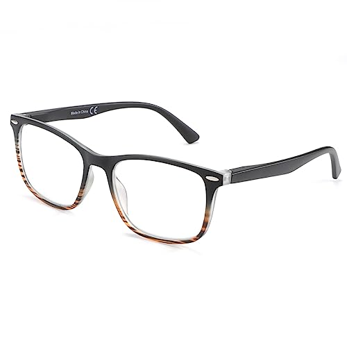 ZENOTTIC Lunettes Loupe Homme Anti-Lumière Bleue Lunettes de Lecture à Monture Rectangulaire Légère Filtre UV Protection Yeux avec Étui à Lunettes Branches à Ressort 2,5