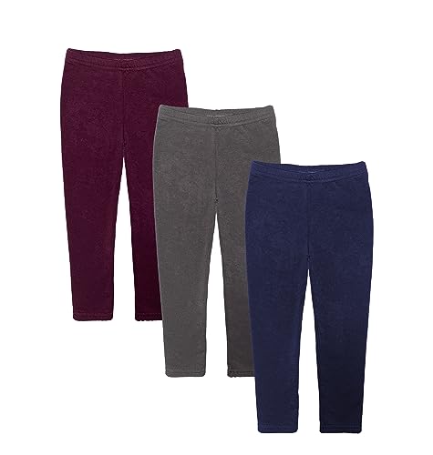 Andrew Scott Kids Boys Girls Toddler Fleece Brush Lined Stretch Leggings | Snug Fitting Long Pants -Multi Packs