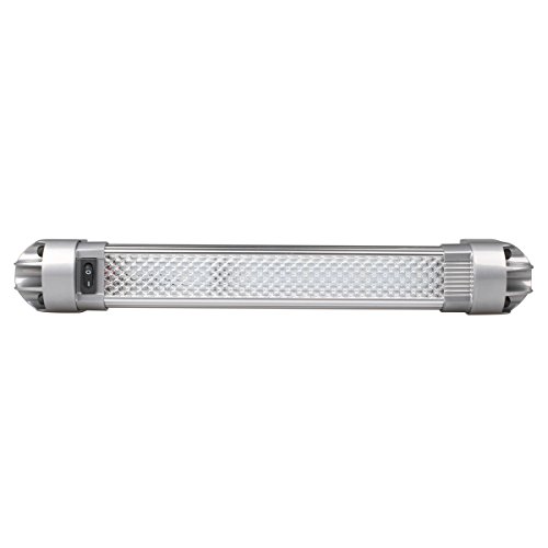 Lightronic RV LED Area Scene Light Fixture 12.8″, 6000K-Cool White Super Bright, High Light-Output Low Current Draw, Integrated On/Off Rocker Switch, Heavy-Duty Aluninum Housing, 12V/24V DC, 1-Pack