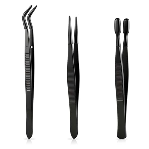 3 PCS Rubber Tipped Tweezers Tweezers for Crafting with Rubber Tips Precision Crafting Tools for Jewelry Stamps Beads And DIY Projects Black