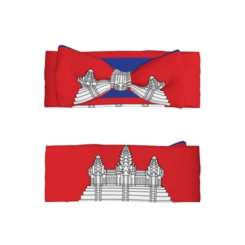Cambodia Flag Baby Headbands Soft Nylon Hairbands with Stretchy Bows Girls Hair Accessories for Newborn Infant Toddler Kids2