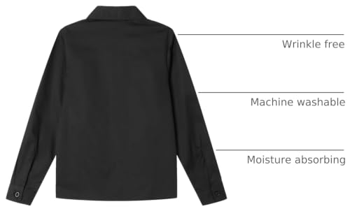 Image of LittleSpring Girls Long Sleeve Uniform Shirts Peter Pan Collar Poplin Blouse