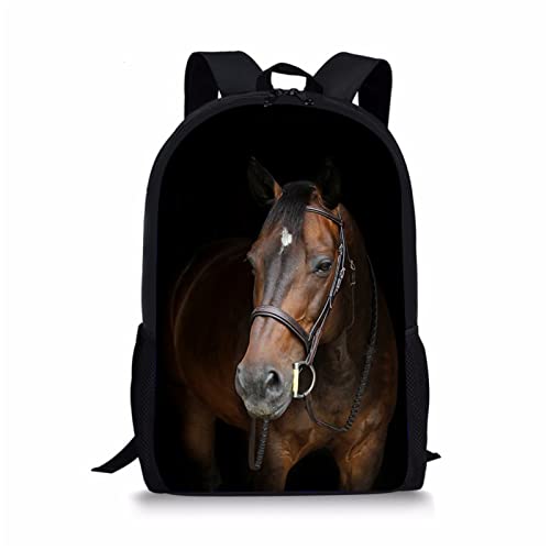 Belidome Mochila escolar para niños y niñas, bolsillos laterales de malla y peso ligero, Caballo Animal, Taille unique Cover