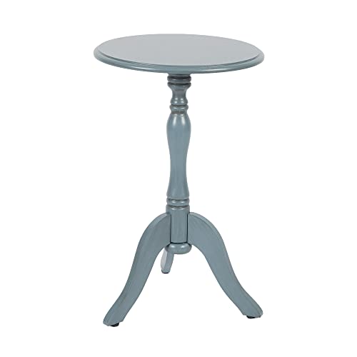 Decor Therapy Simplify Pedestal Accent Side Table, 24" X 15" X 15", Antique Arctic Blue #TOP3