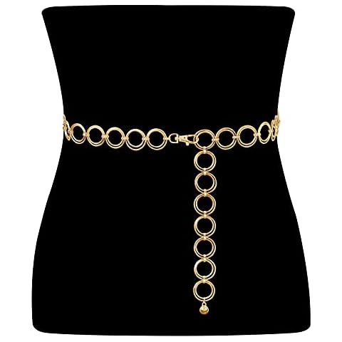 JasGood Taillenkette aus Metall für Damen Silber Einstellbar Body Link Gürtel Mode Taillen Gürtel Cover
