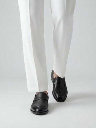 Image of Leather Flap Penny Loafers with TPR Sole for Men