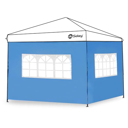 Sekey 2PCS Seitenwände für Pavillon 3x3 Wasserdicht Winterfest, Seitenwände für Pavillon Partyzelt Gartenzelt 3x3m, 1 Fenster 1 Tür, Grau (Blau, 2 Fenster)