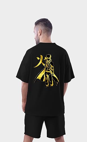 Image of Be Crazy Oversized Loose Baggy Fit Drop Shoulder Half Sleeves Pure Cotton Anime Graphic Printed T-Shirt for Men