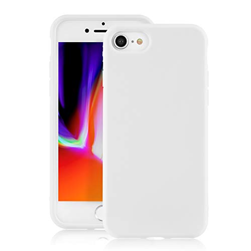 Technext020 White Case For Iphone 7 / Iphone 8 / Iphone Se 2Nd Generation, Matte Shockproof Ultra Slim Fit Silicone Tpu Soft Gel Rubber Cover Protective Back Bumper #TOP1