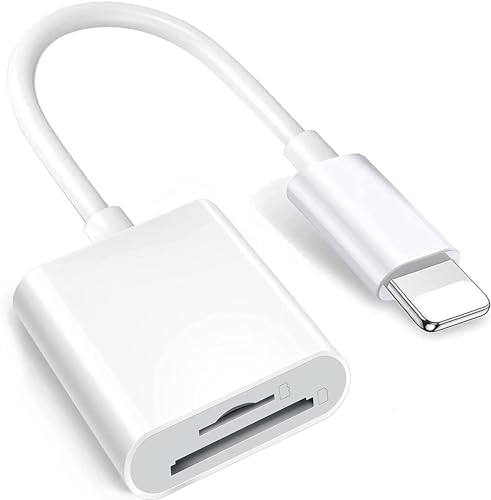 SD Card Reader, LBSC Dual Connector Card Reader Adapter for iPhone i-Pad, 2 in 1 Memory Card Reader Adapter Support TF/SD/Micro SD Cards, Storage Card Compatible for Windows Mac OS Desktop Laptop