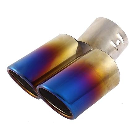 UNEESTORE Universal Fits Car Bent Burnt Round Shaped Exhaust Twin Tail Muffler Tip Pipe 60mm-image-18