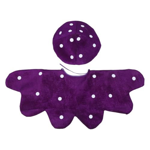 Kisangel 1 zestaw kapelusza grzyba i peleryny na cosplay, uroczy kapelusz grzyba w cętki, szal na imprezę halloweenową, występ sceniczny, akcesoria świąteczne (ciemnofioletowy)