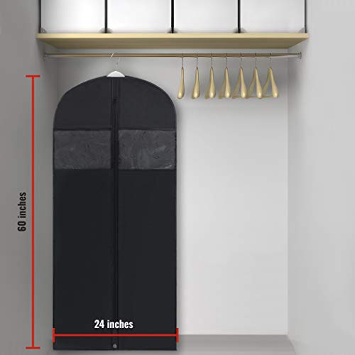 Plx 60" Black Garment Bags For Hanging Clothes, Women Dress Bag Men Suit Bag For Travel And Clothing Storage Of Shirts, Fur Coats, Dance Costumes Suit Cover Closet Storage Long Garment Bags W/ Zipper #TOP3