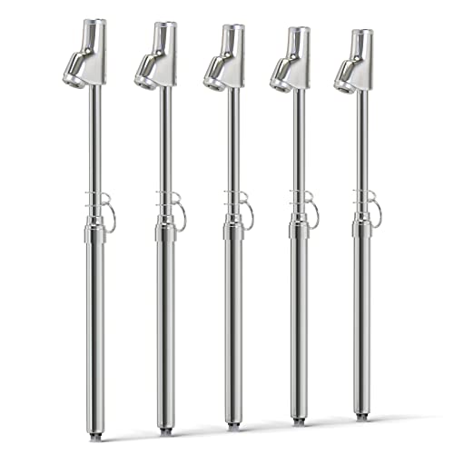 Image of MEANLIN MEASURE Silver Double Straight Type Tire Pressure Gauge,Dual Head Air Pressure Gauge 5Pcs,Pressure Range 10-150 Psi(Suitable for Trucks, etc.