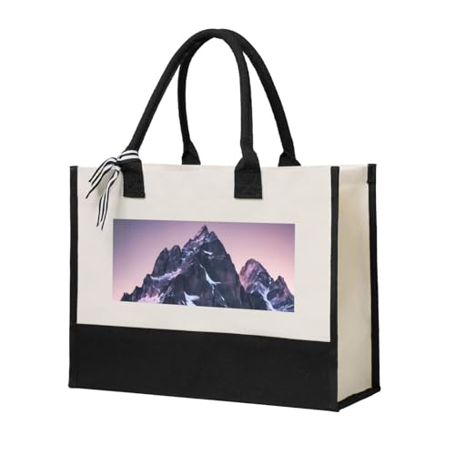 Cwyhdudoh Bolsa de lona con estampado de montaña de viaje, regalo para mujeres, para ir de compras, escuela, oficina, uso diario, artículos de viaje