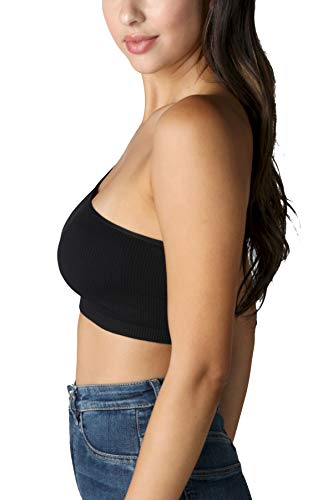 NIKIBIKI Women Seamless One Shoulder Ribbed Bralette, Made in U.S.A, One Size2