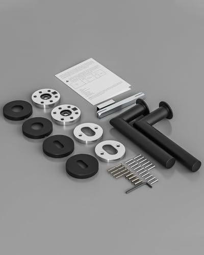 AwmnSrman Türgriffe Innentüren Türklinke Türgriff-Set Edelstahl Toilette Die Form von L BB-Buntbart Schwarz