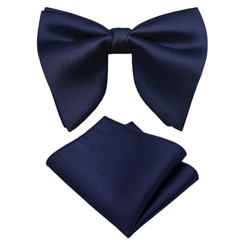 Image of Luckyvestir Oversized Bow Ties for Men, Pre Tied Clip on Men's Black Bowtie for Wedding Tuxedo Banquets Formal Wear