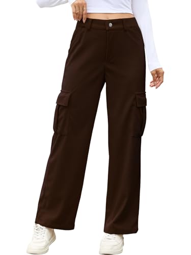 Wantonfy Pantalones de Pana Mujer Cintura Alta Pantalones Casuales Pantalones de Pana Sólido Cómodo Largos Pantalon Pierna Recta con Bolsillos