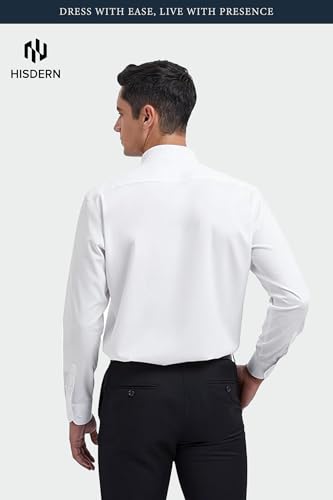 Image of HISDERN Mens Business Dress Shirts Long Sleeve Casual Button Down Shirt Formal Inner Collar Contrast Shirt for Men Wedding